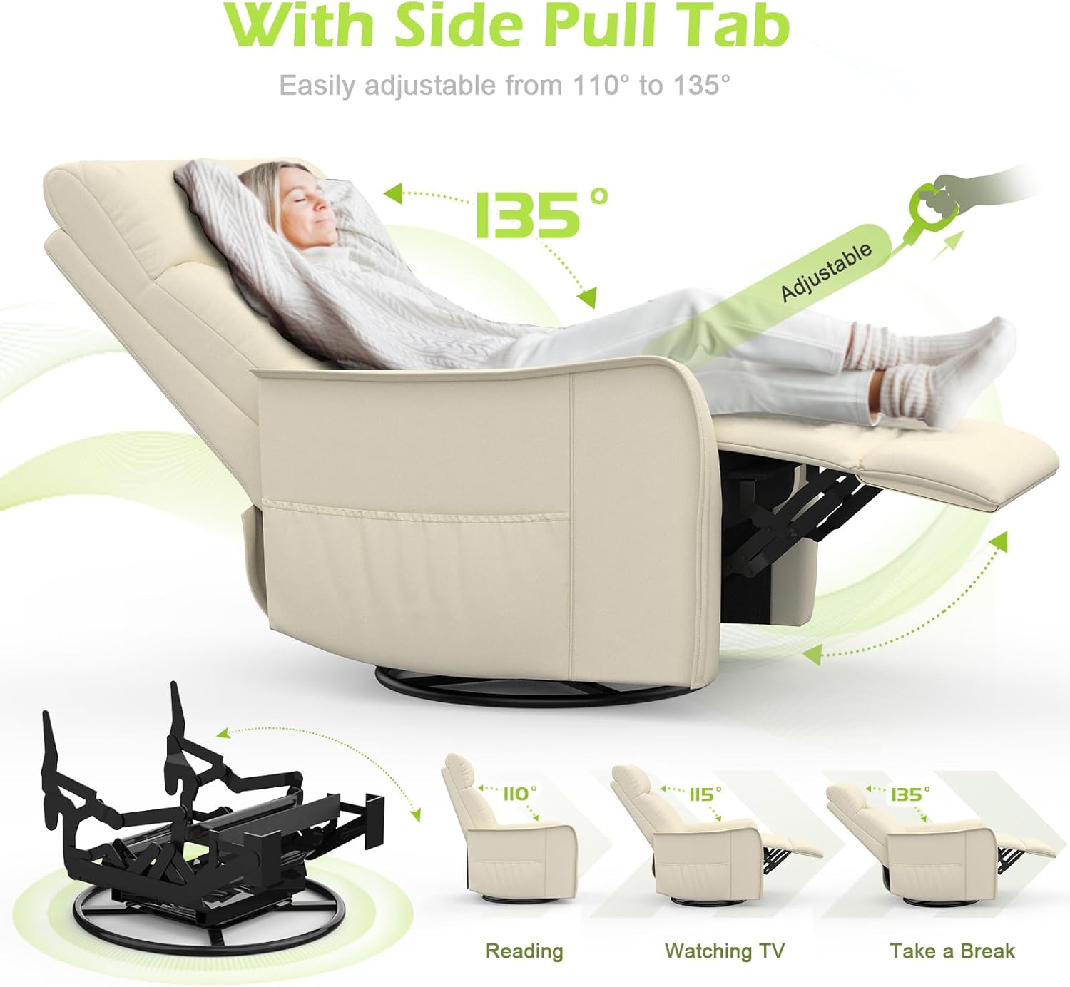 Onox Reclining Massage Chair Bed - Leather Cream White