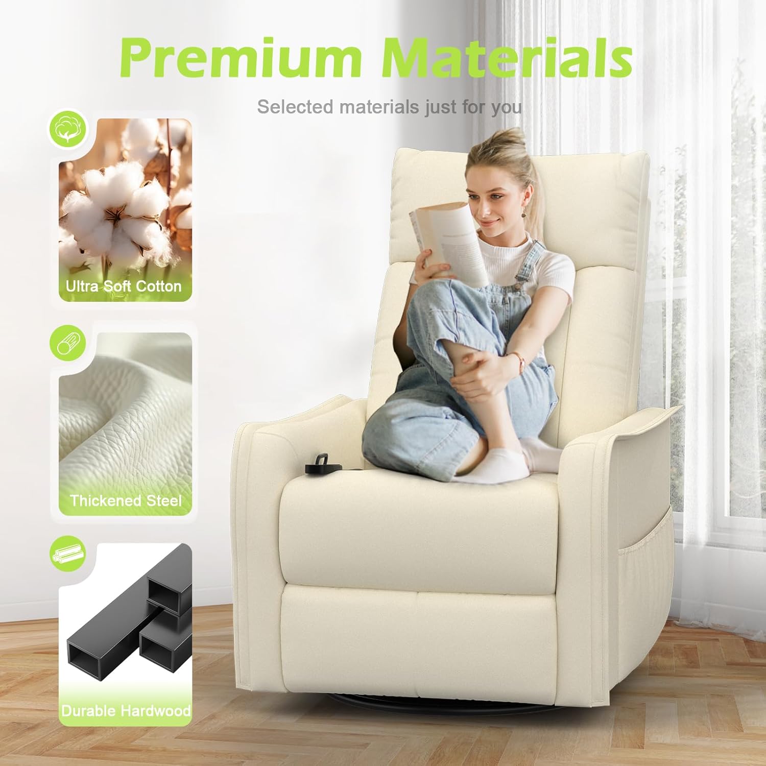 Onox Reclining Massage Chair Bed - Leather Cream White