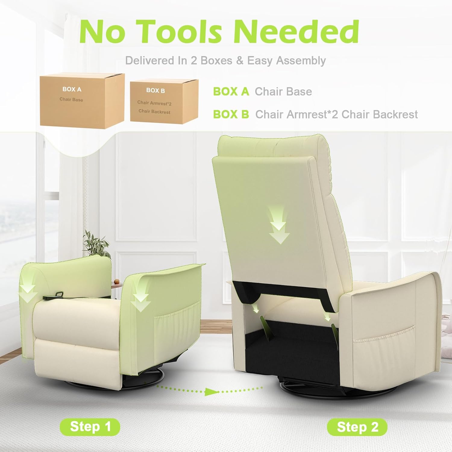 Onox Reclining Massage Chair Bed - Leather Cream White