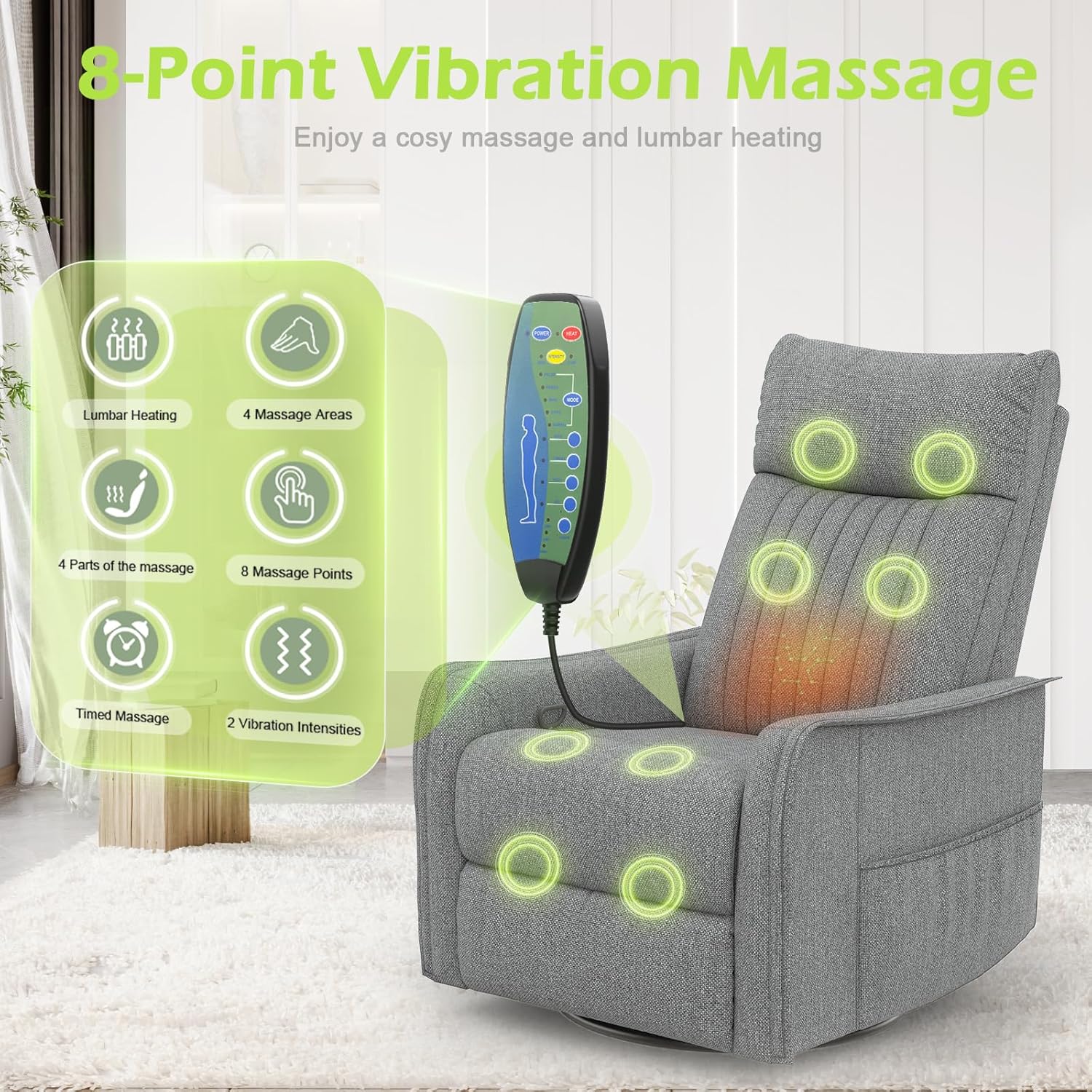 Onox Reclining Massage Chair Bed - Light Grey