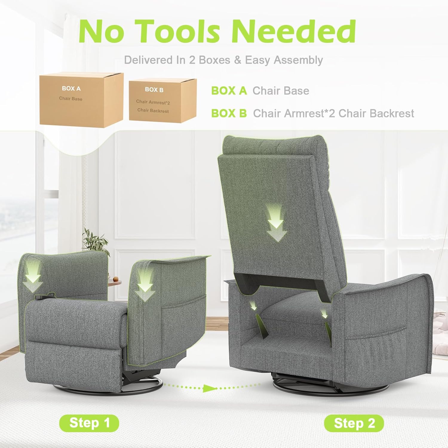 Onox Reclining Massage Chair Bed - Light Grey