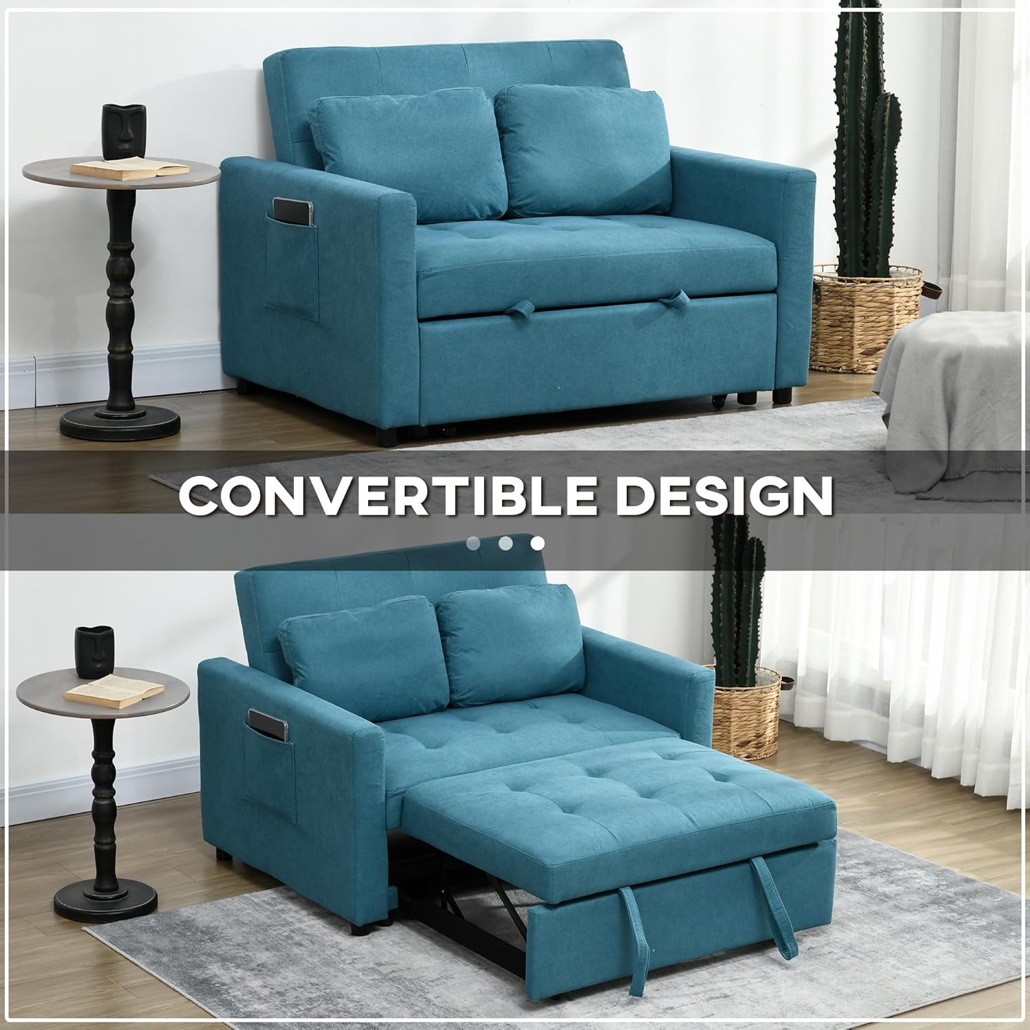 Owen Double Sofa Bed - Blue