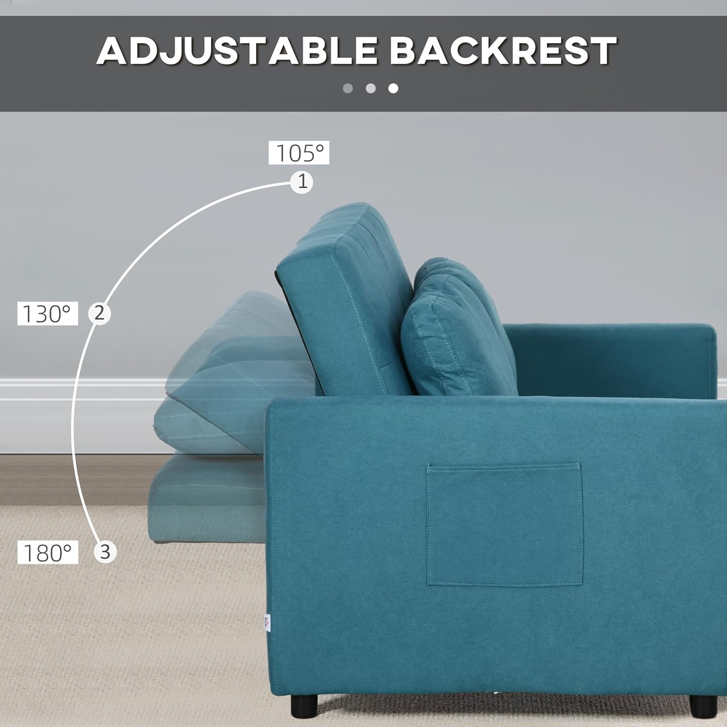 Owen Double Sofa Bed - Blue