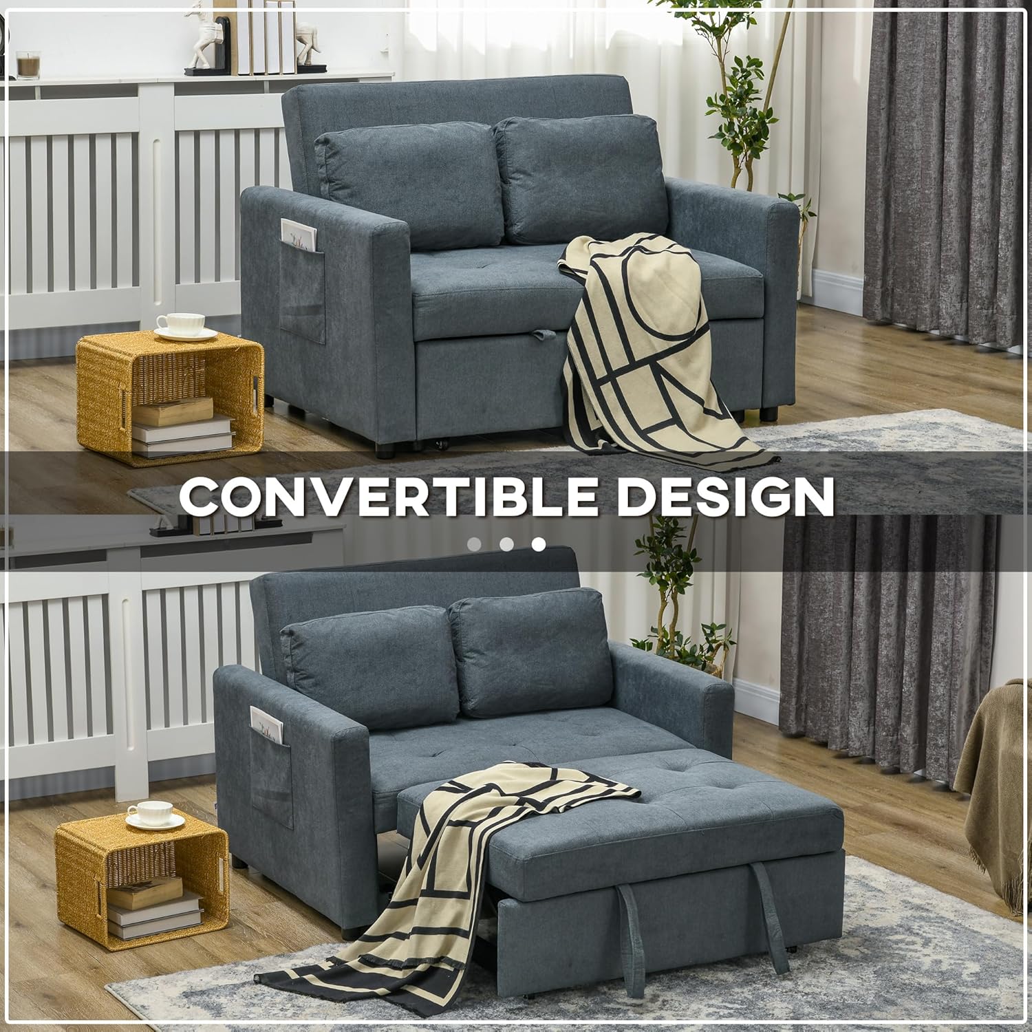 Owen Double Sofa Bed - Charcoal Grey