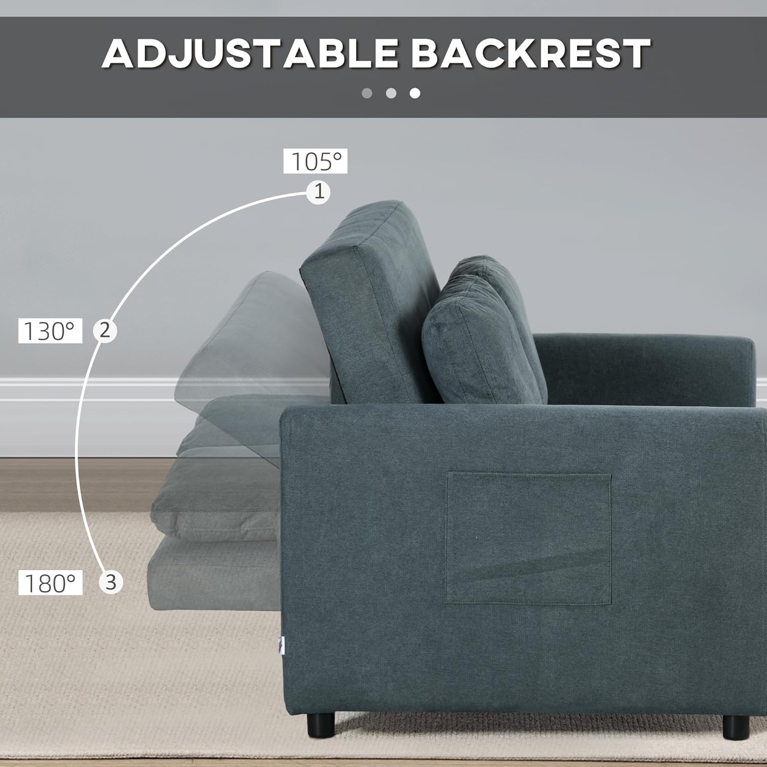 Owen Double Sofa Bed - Charcoal Grey