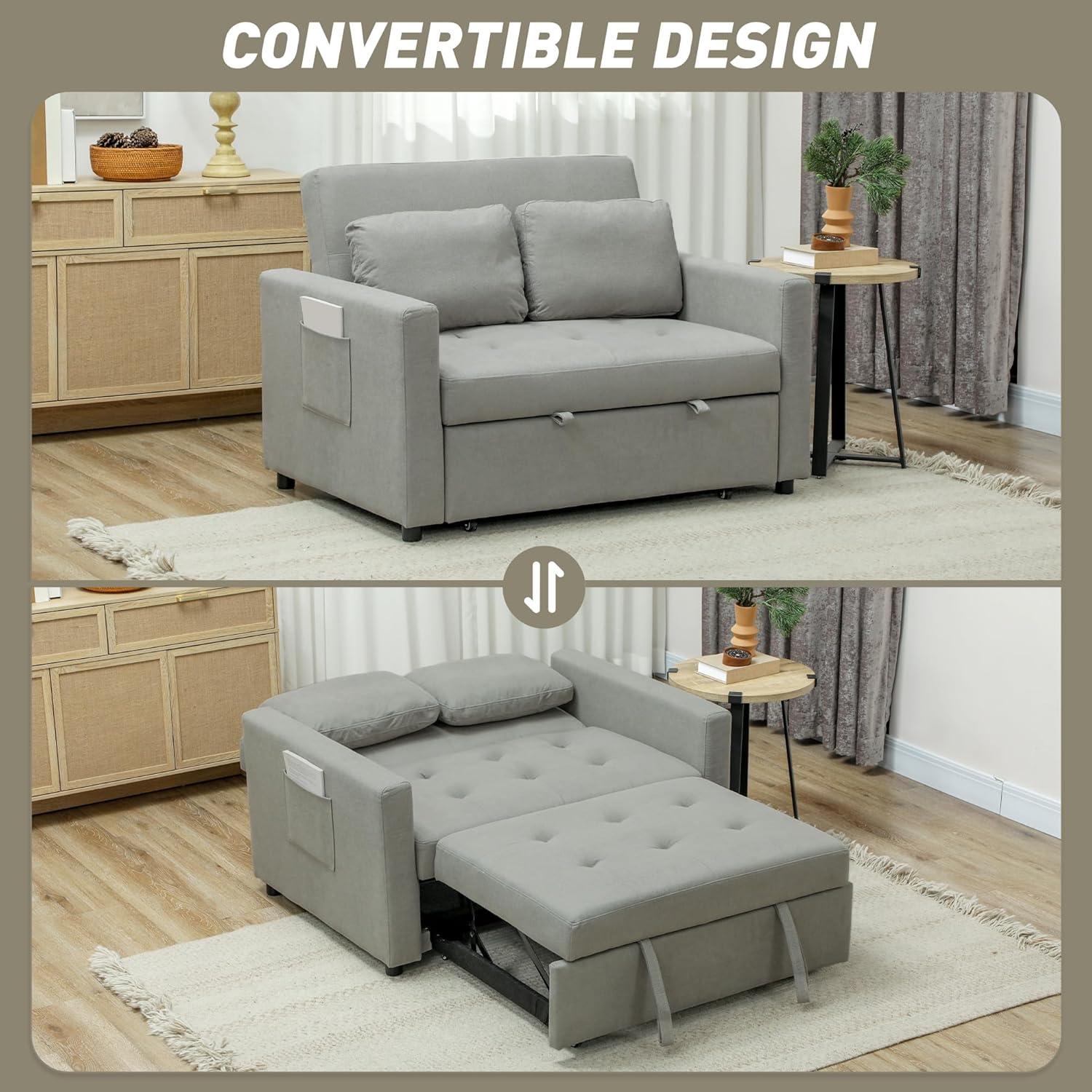 Owen Double Sofa Bed - Light Grey
