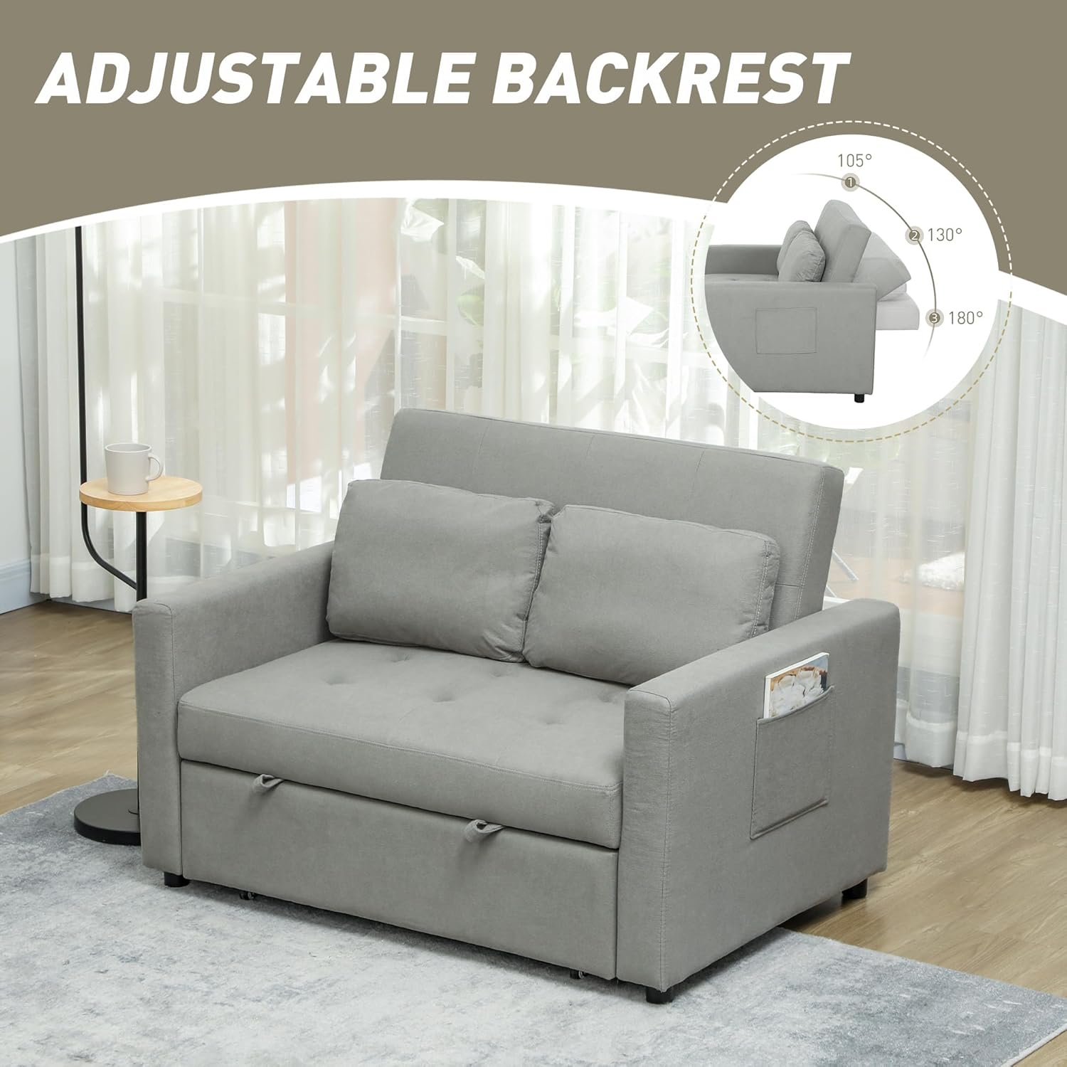 Owen Double Sofa Bed - Light Grey
