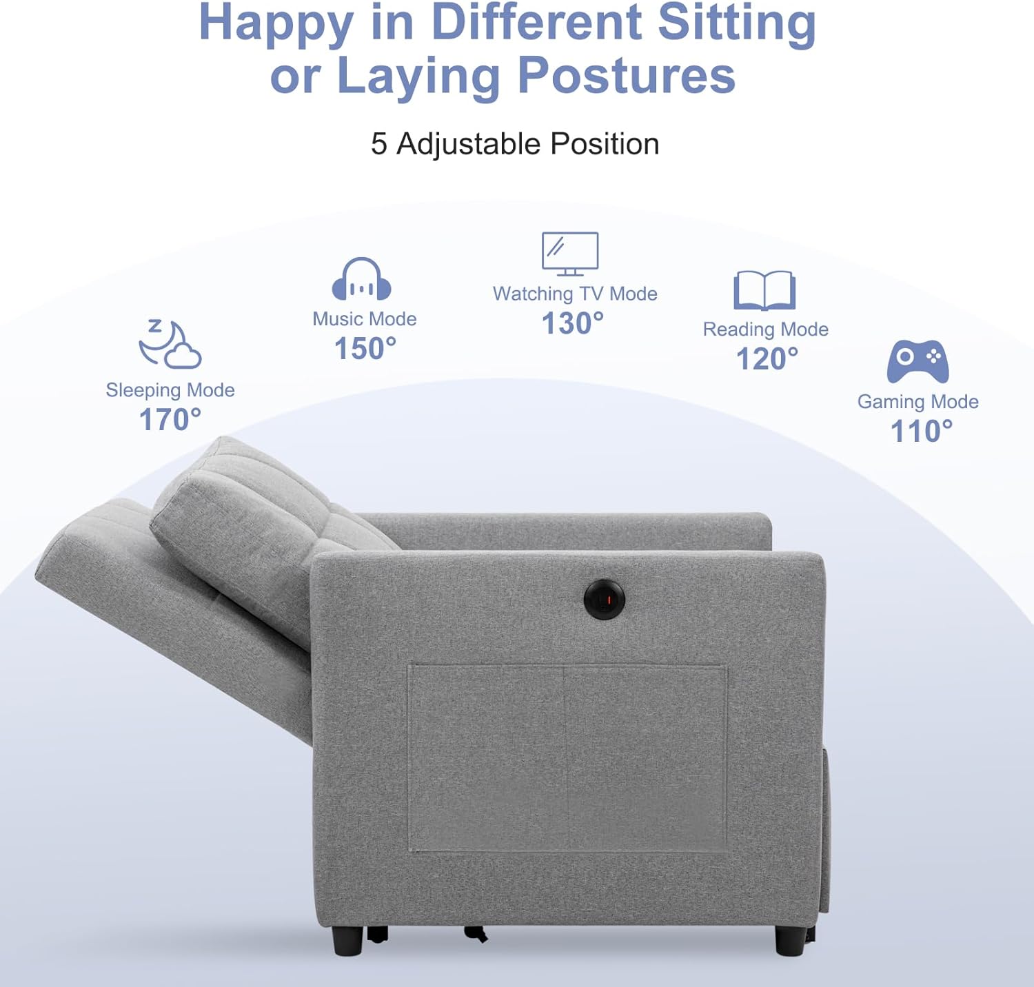 Sadie Chair Bed - Grey
