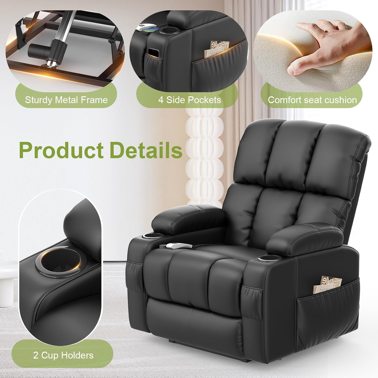 Sage Reclining Chair Bed - Black