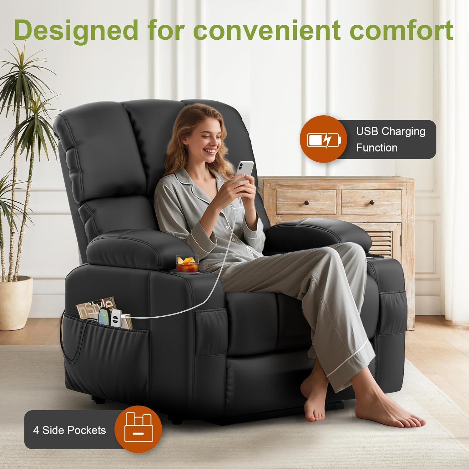 Sage Reclining Chair Bed - Black