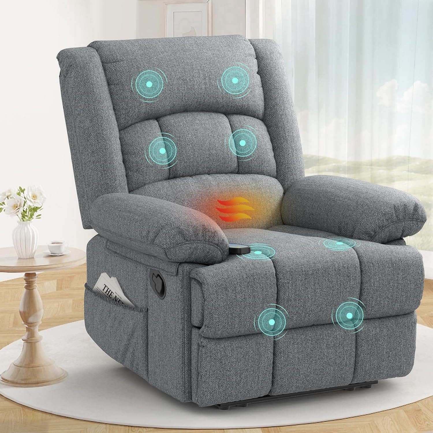 Salem Reclining Massage Chair Bed - Grey