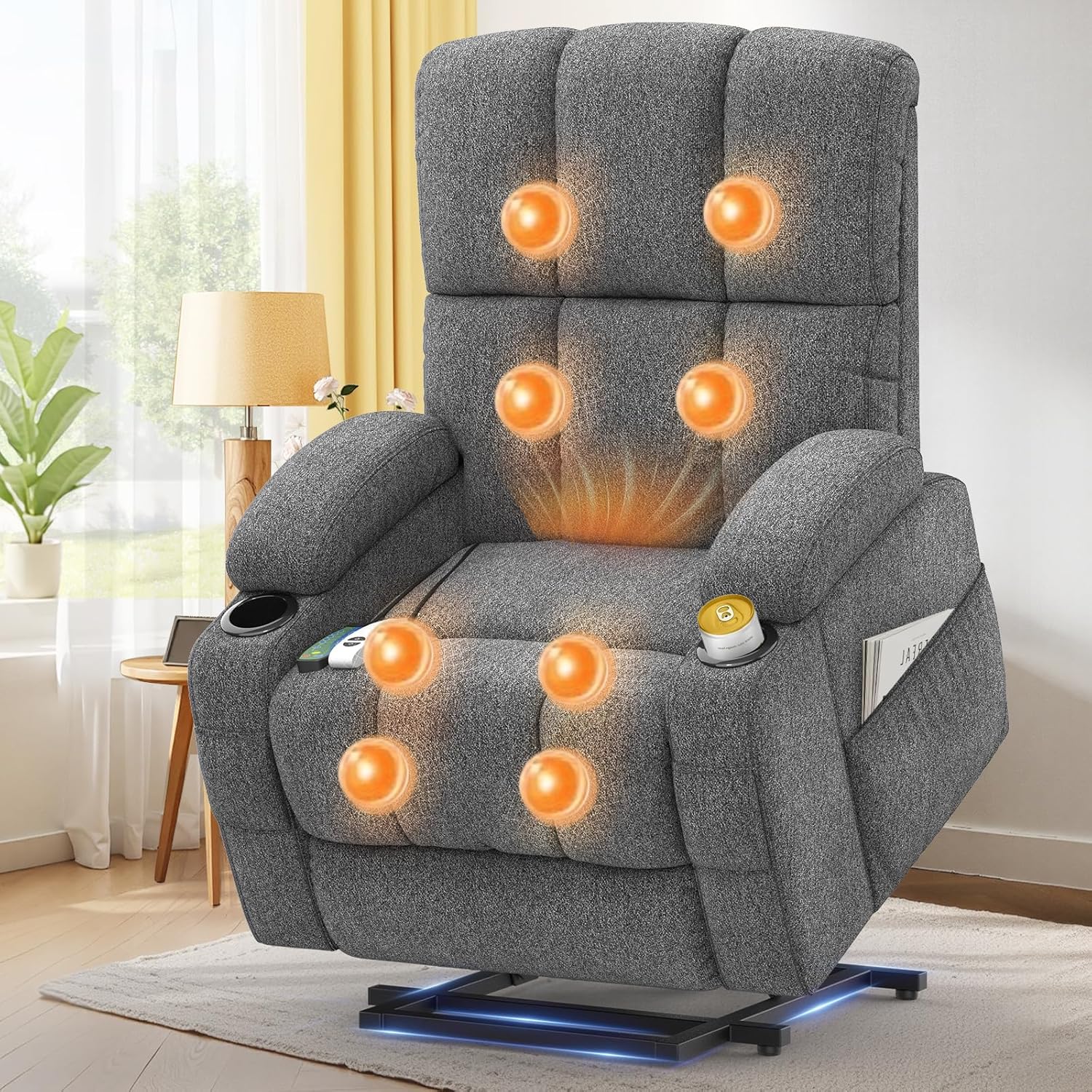 Shiloh Reclining Massage Chair Bed - Dark Grey