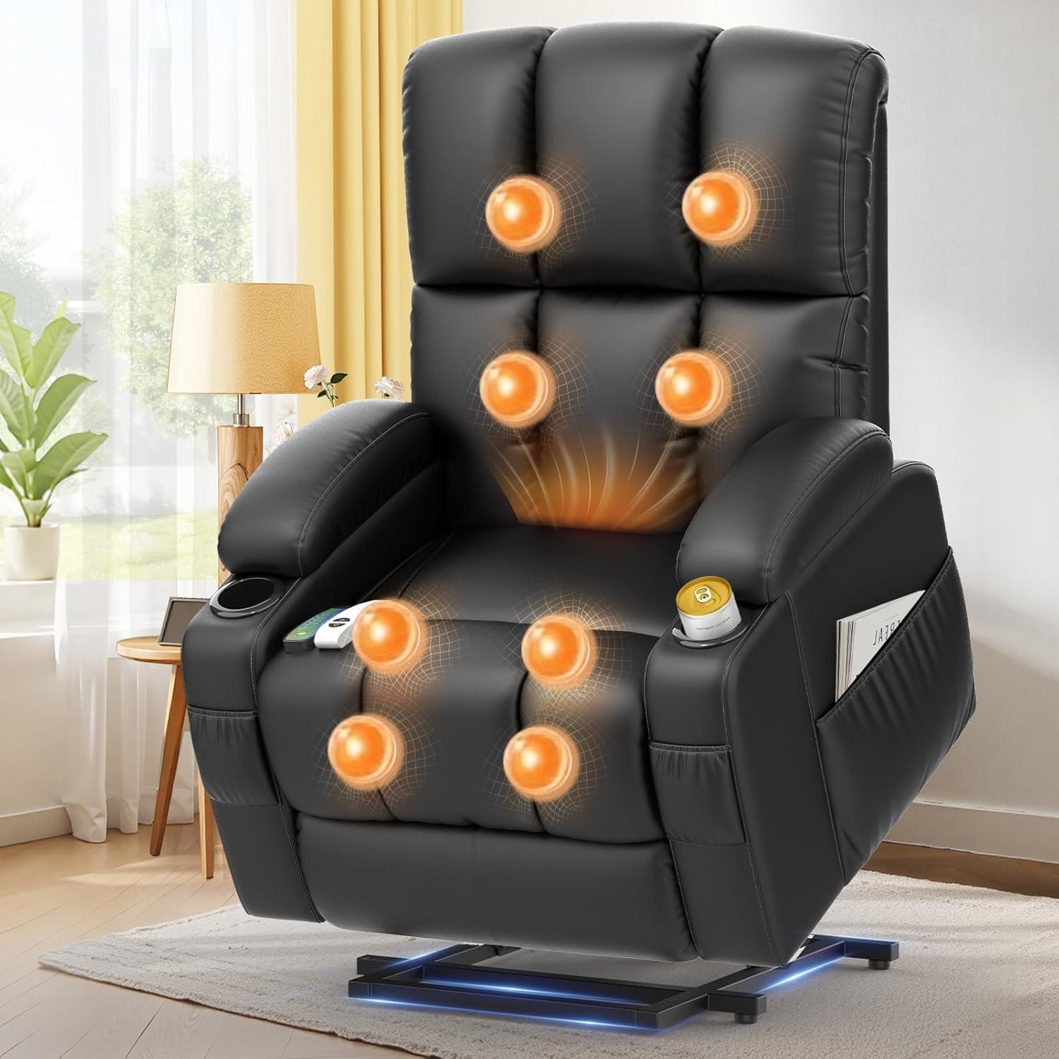 Shiloh Reclining Massage Chair Bed - Pu Black