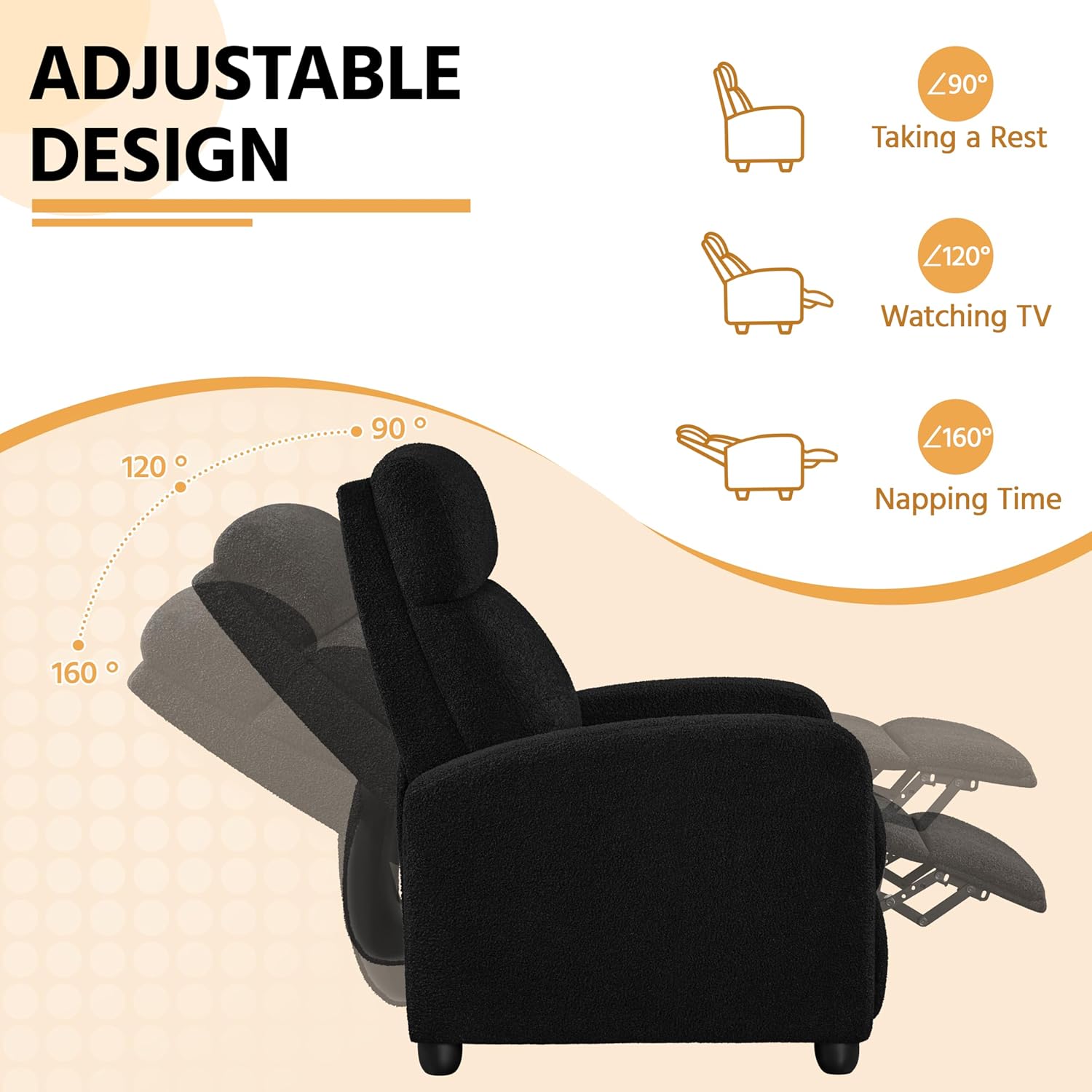 Yona Reclining Chair Bed - Black