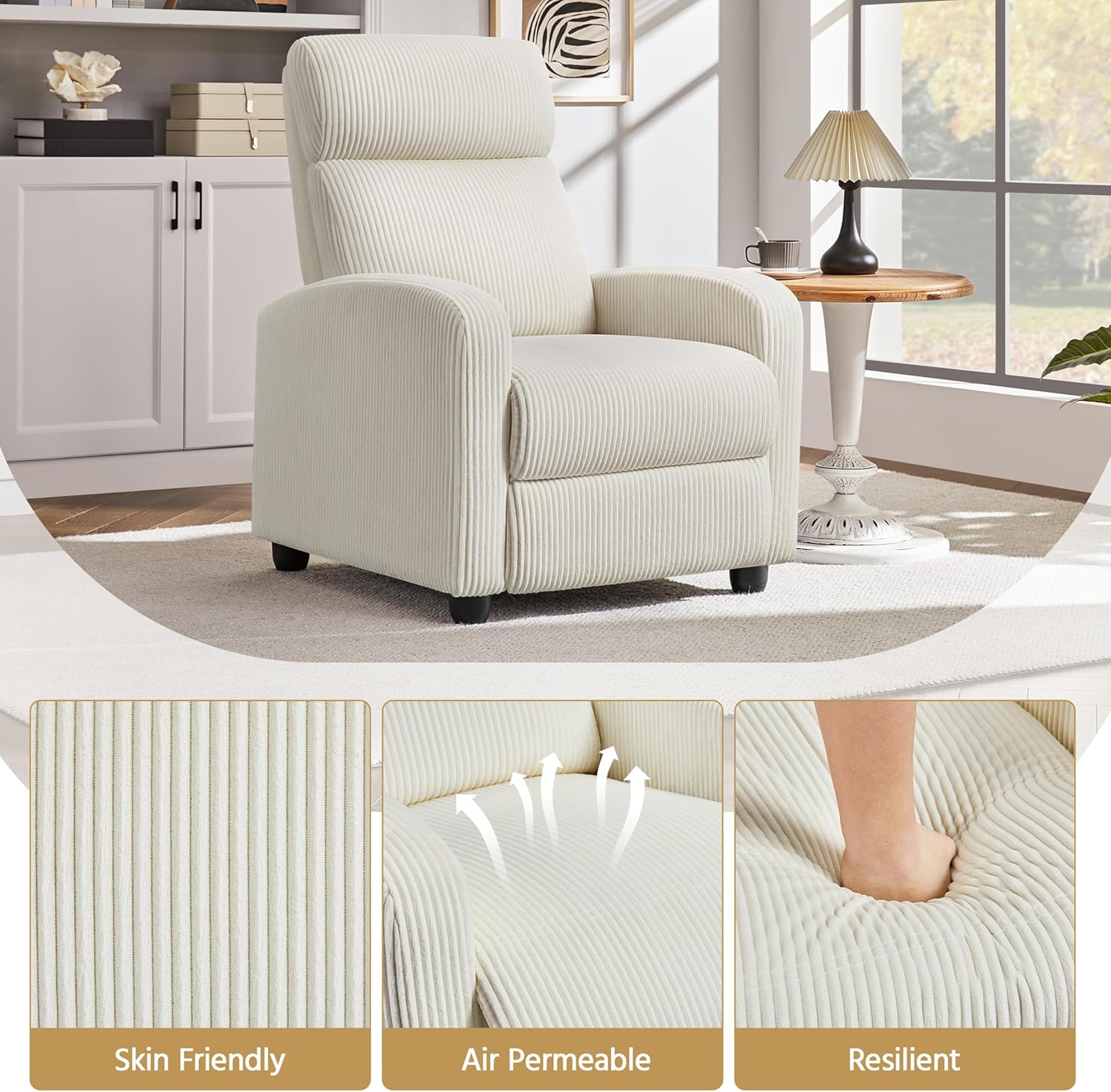 Yona Reclining Chair Bed - Corduroy Beige