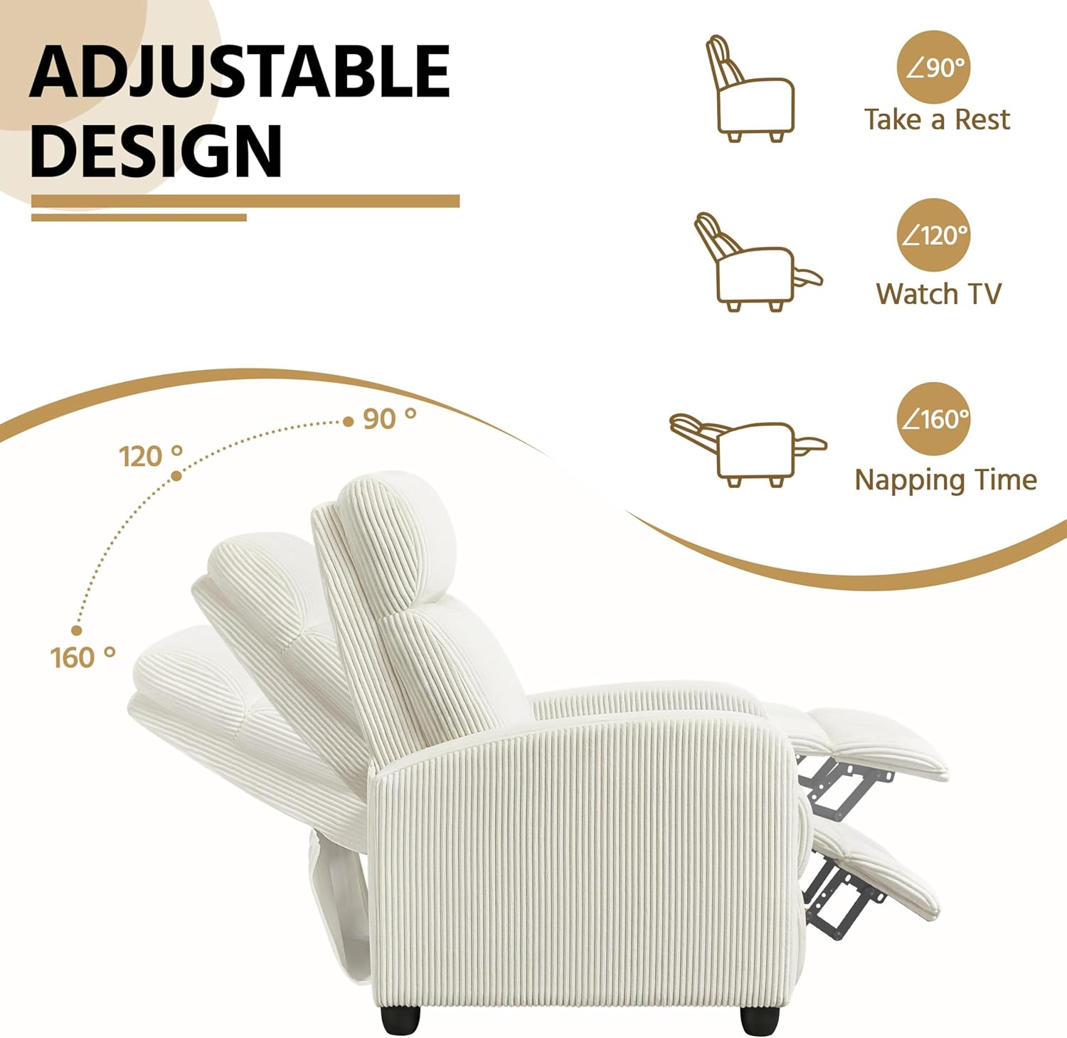 Yona Reclining Chair Bed - Corduroy Beige