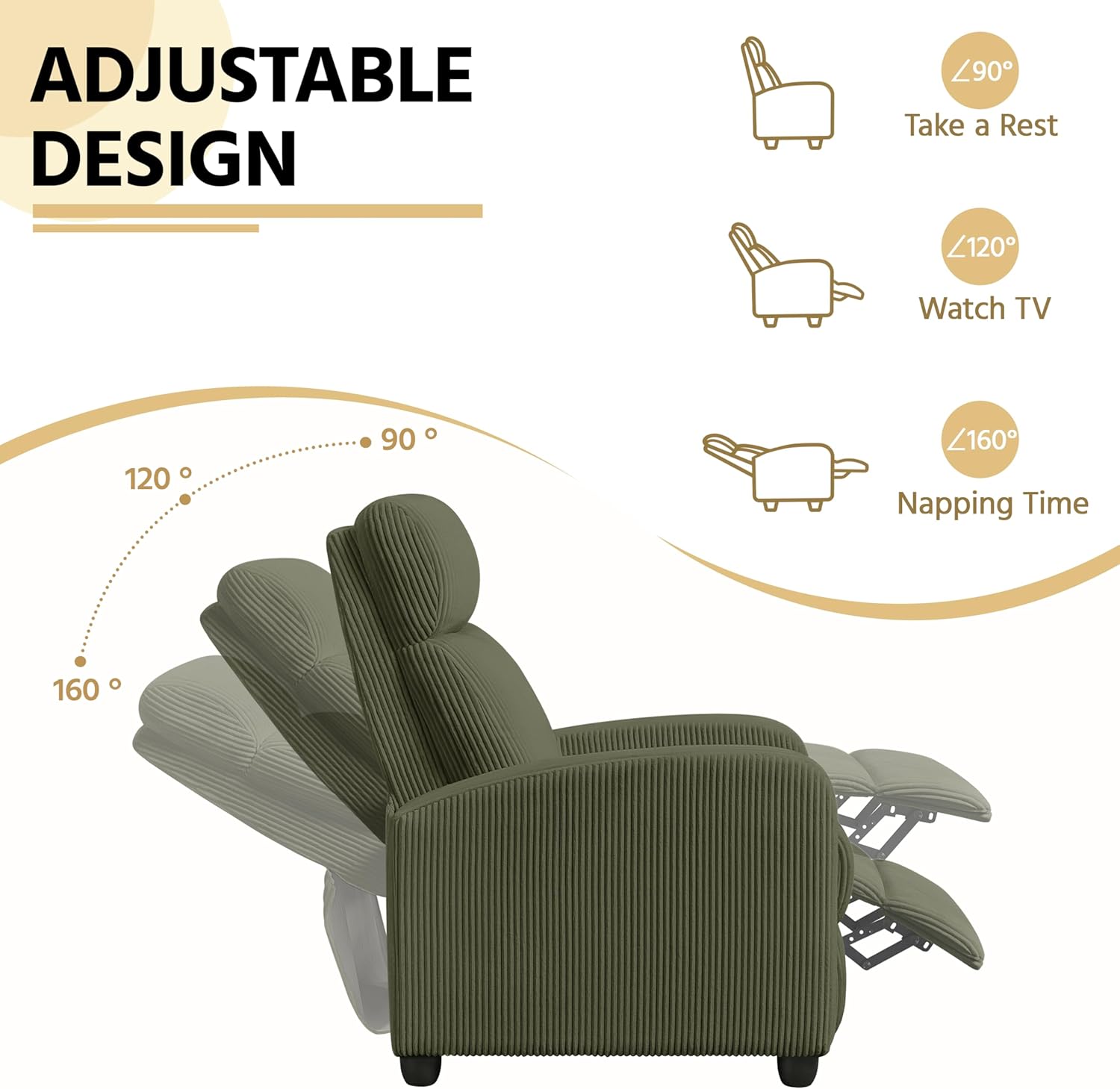Yona Reclining Chair Bed - Corduroy Dark Green