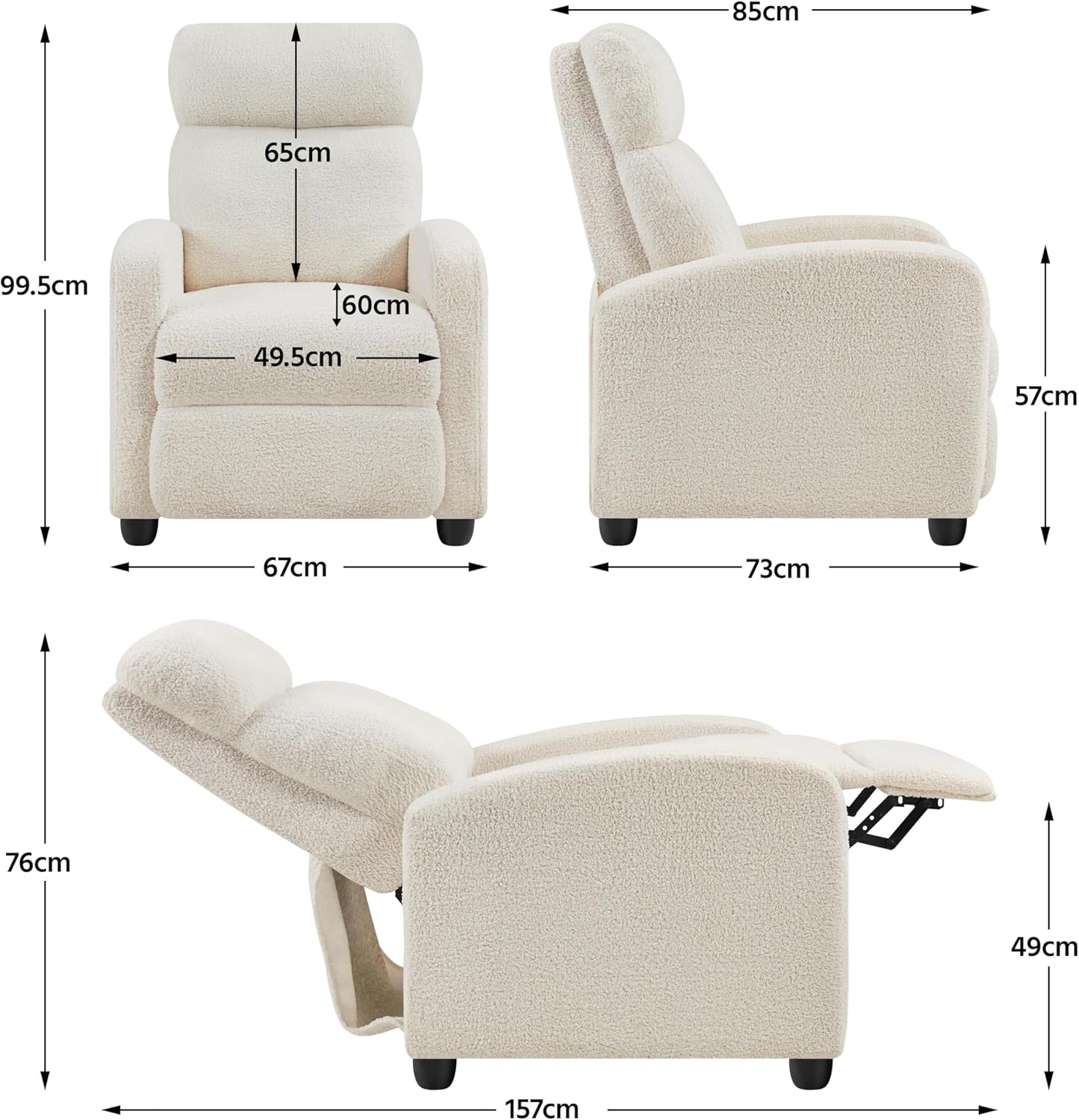 Yona Reclining Chair Bed - Ivory
