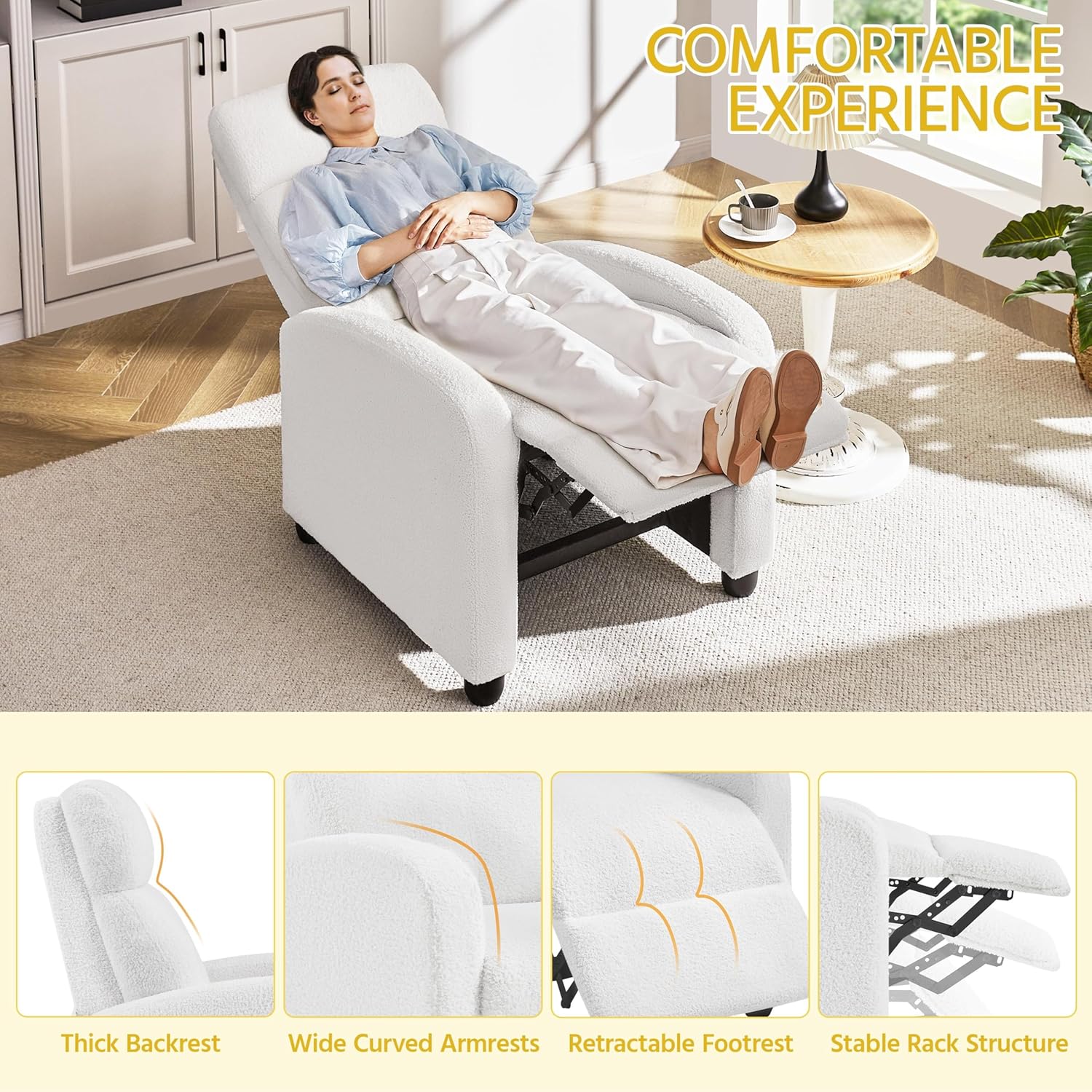 Yona Reclining Chair Bed - White
