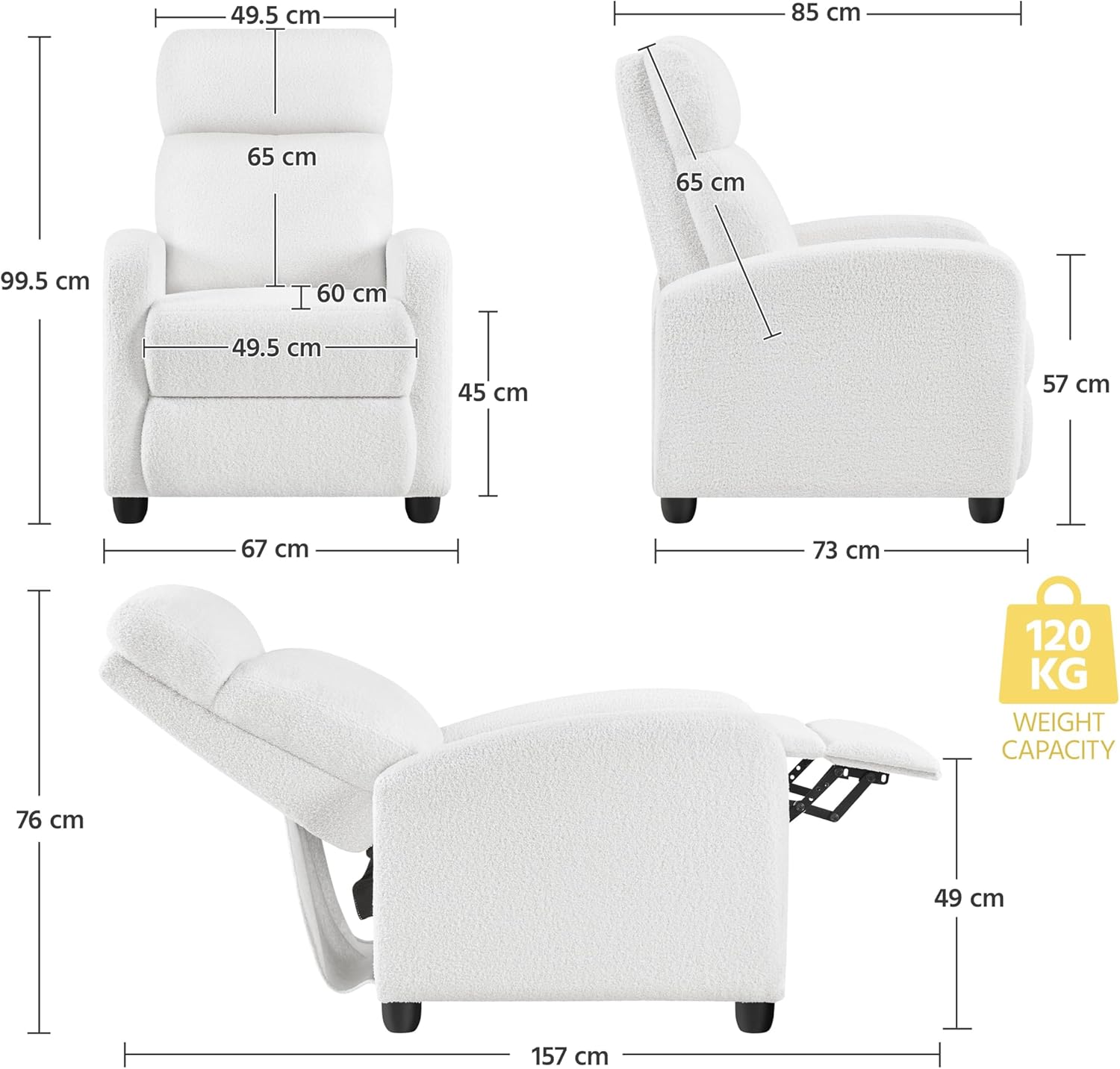 Yona Reclining Chair Bed - White