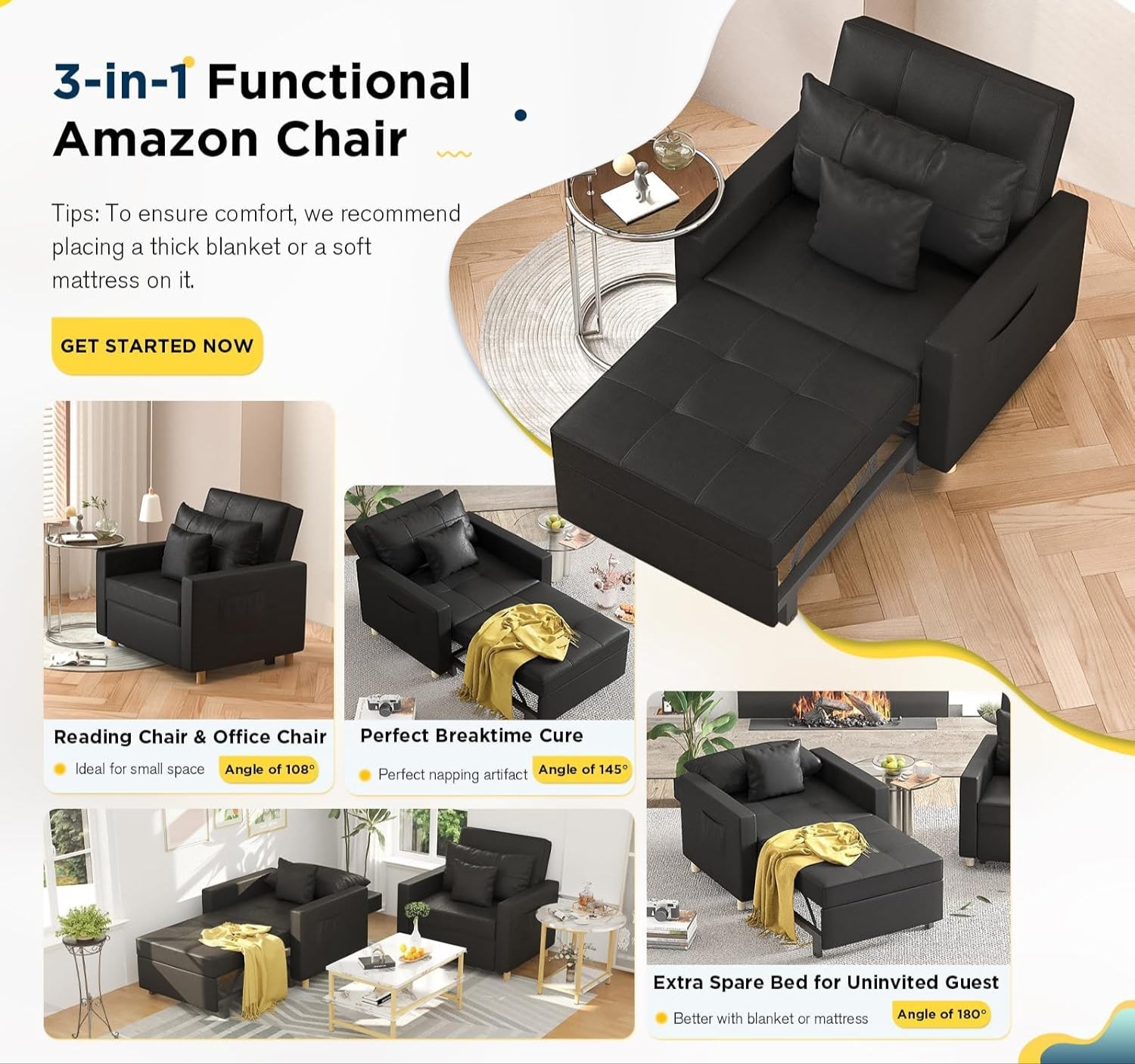 Yusuf Chair Bed - Black