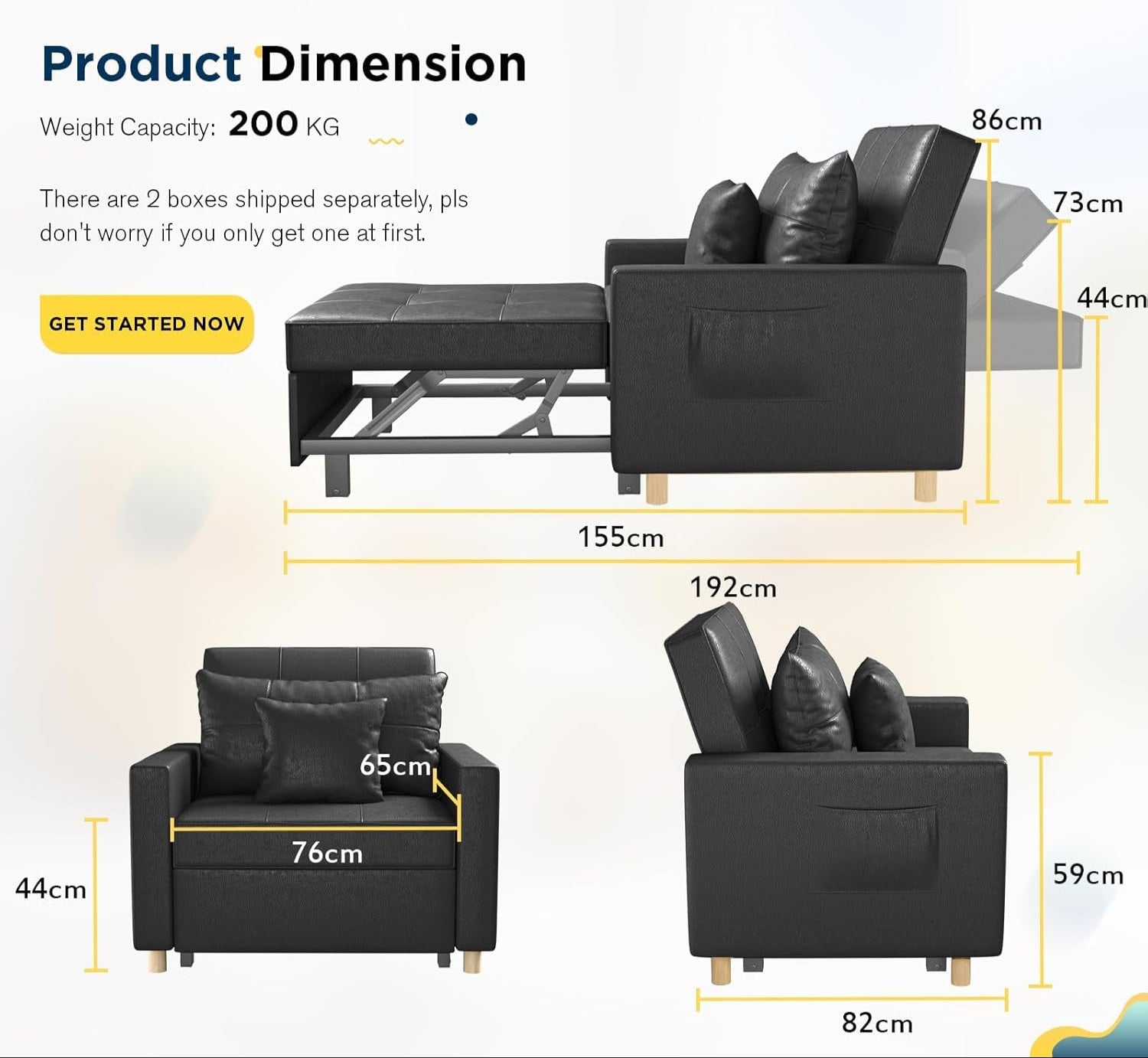 Yusuf Chair Bed - Black