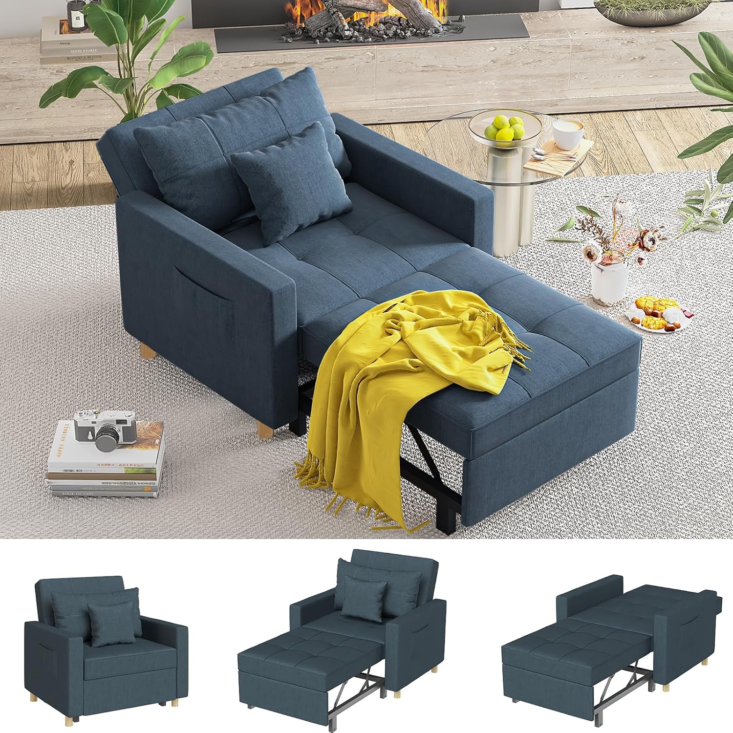 Yusuf Chair Bed - Blue