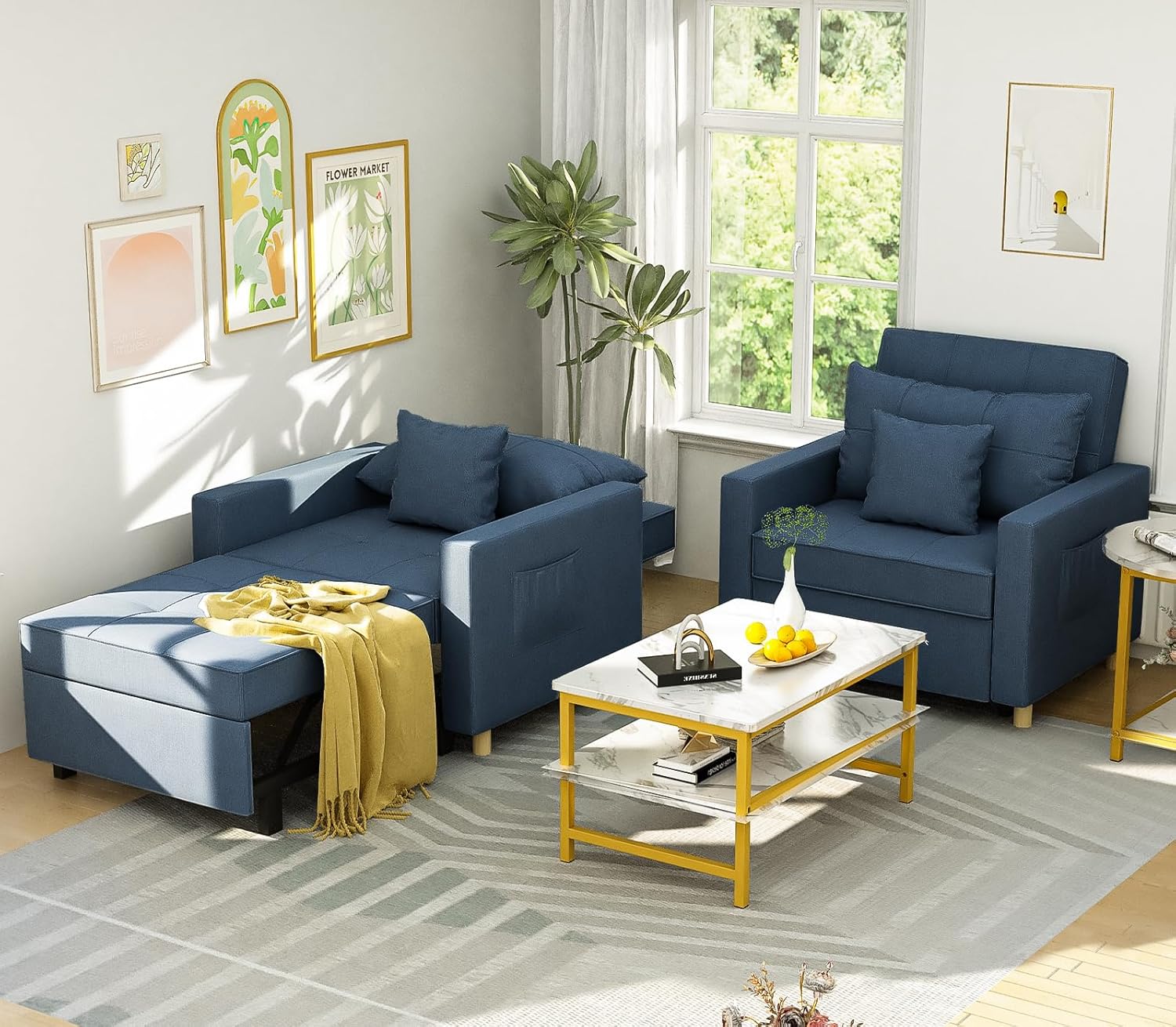 Yusuf Chair Bed - Blue