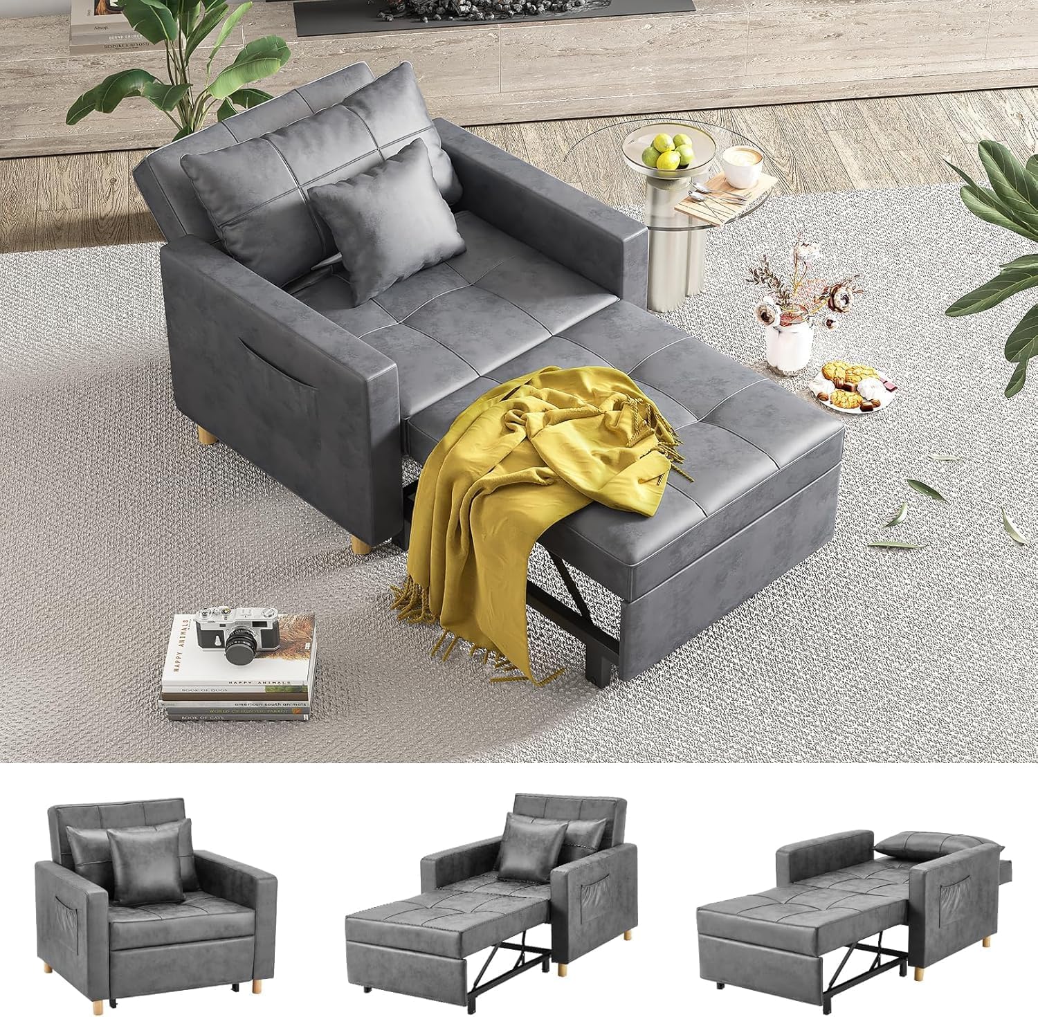 Yusuf Chair Bed - Bronze Dark Grey