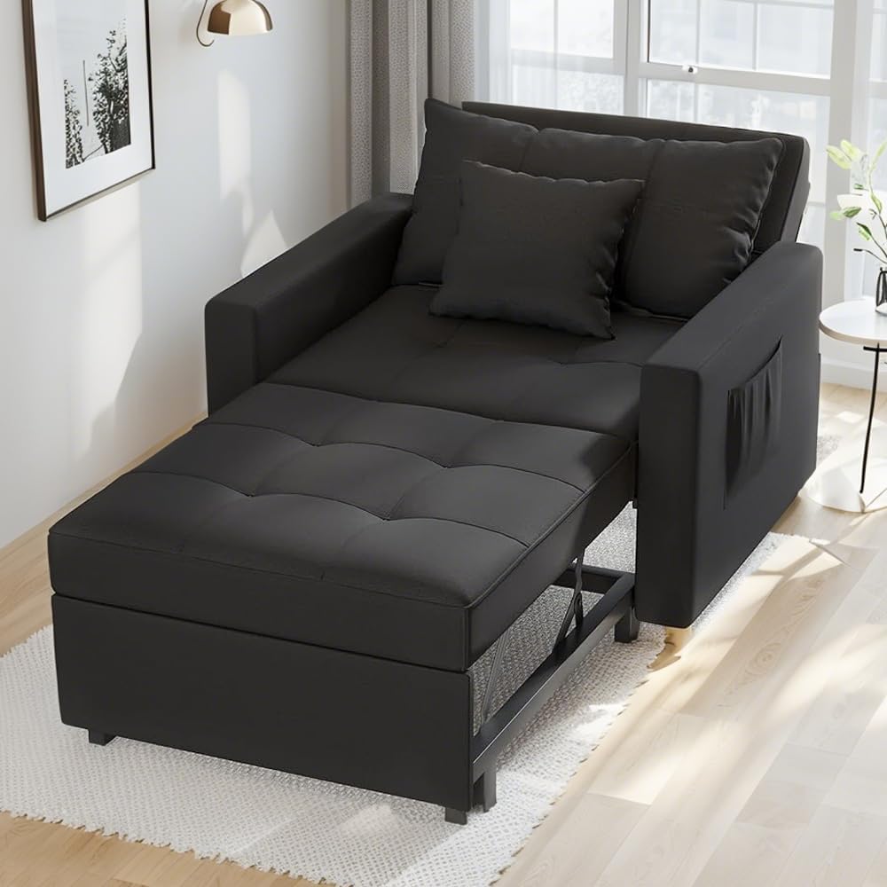 Yusuf Chair Bed - Charcoal Black