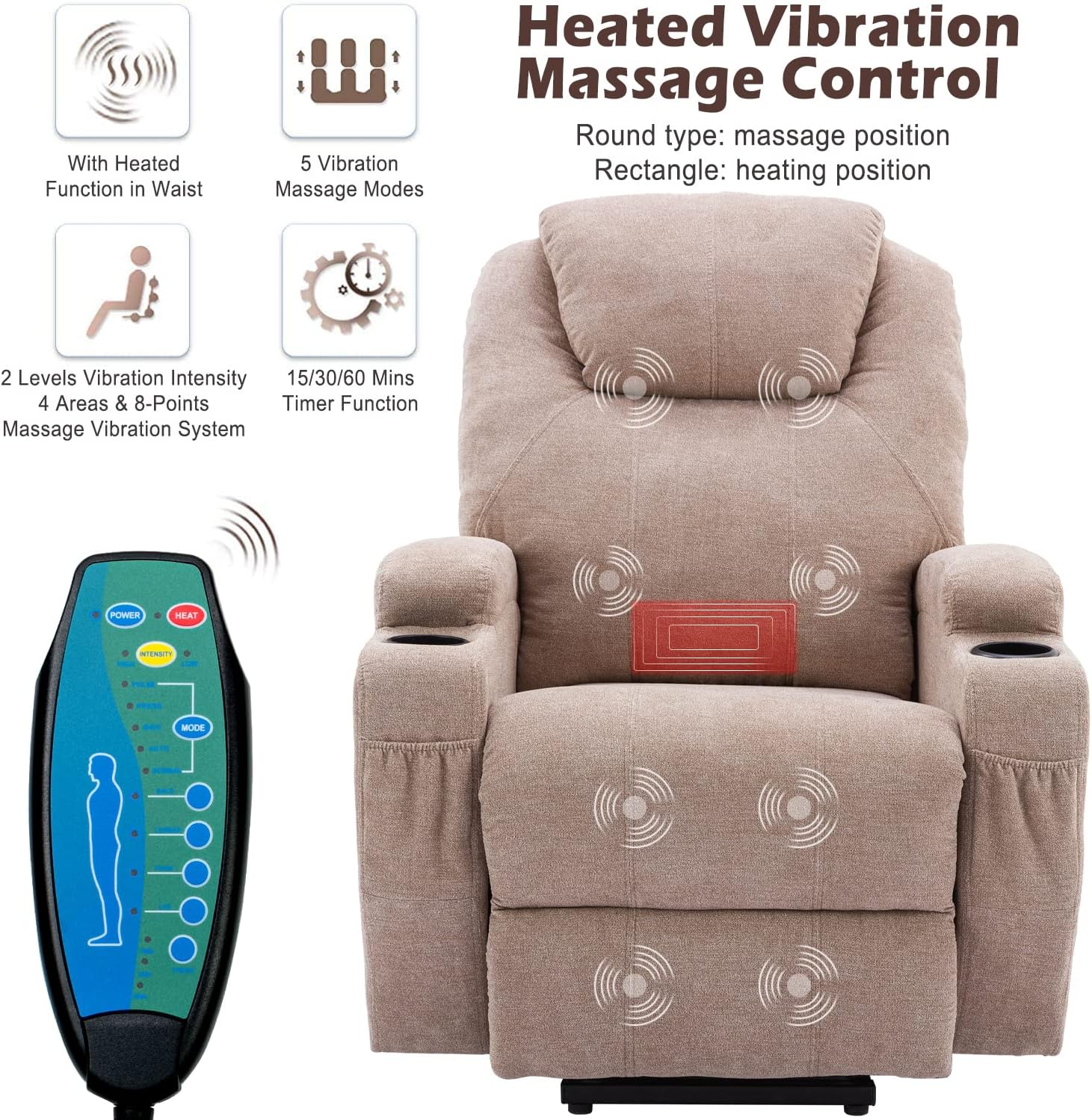 Zaley Reclining Massage Chair Bed - Crepe