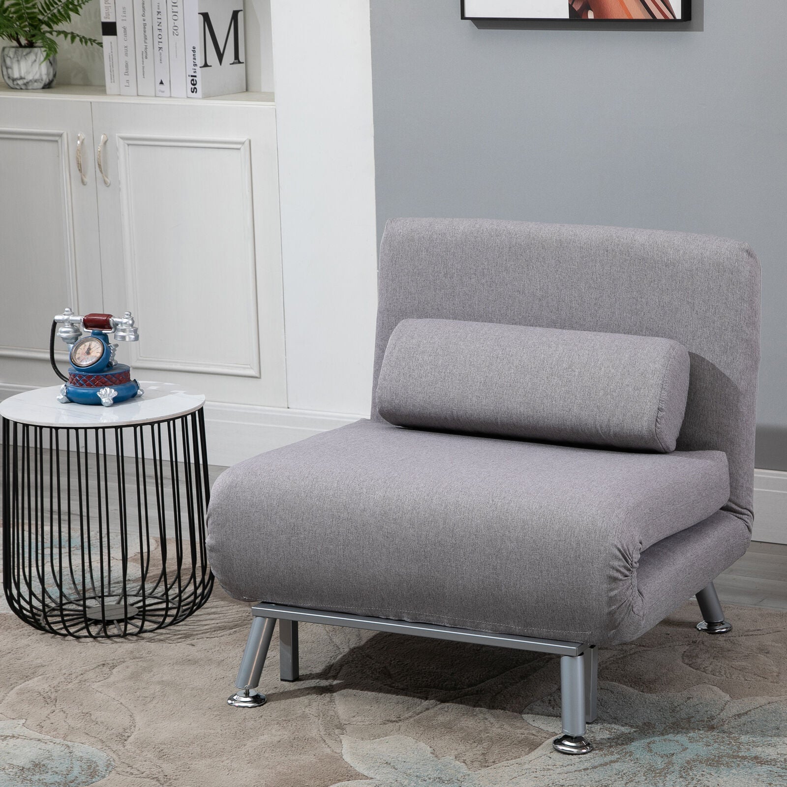 Leffy Modern Grey Color Single Futon Chair | Chair Beds Uk - Chair Beds Uk