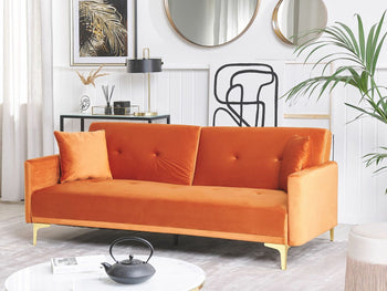 Kiani Velvet Click Clack Sofa in Living Room