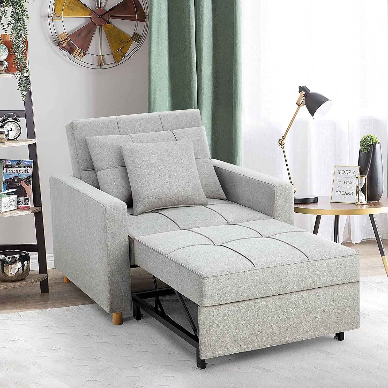 Elissa Light Grey Space Saving Chair Bed | Chair Beds UK