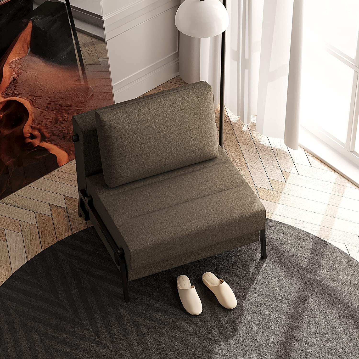 Mary Chair Bed in Light Brown Color