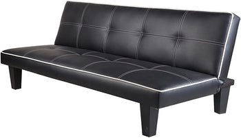 Ferran Faux Leather Click Clack Sofa in Black Color