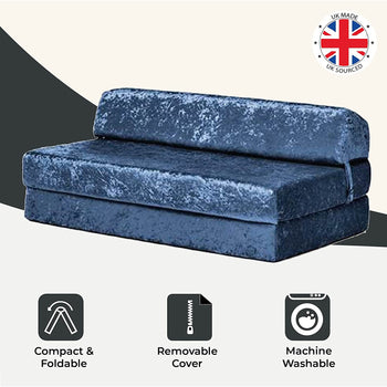 Azura Crushed Velvet Double Sofa Bed - Blue