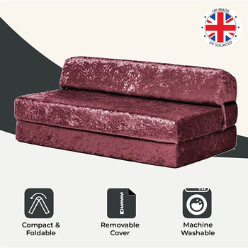 Azura Crushed Velvet Double Sofa Bed - Mulberry